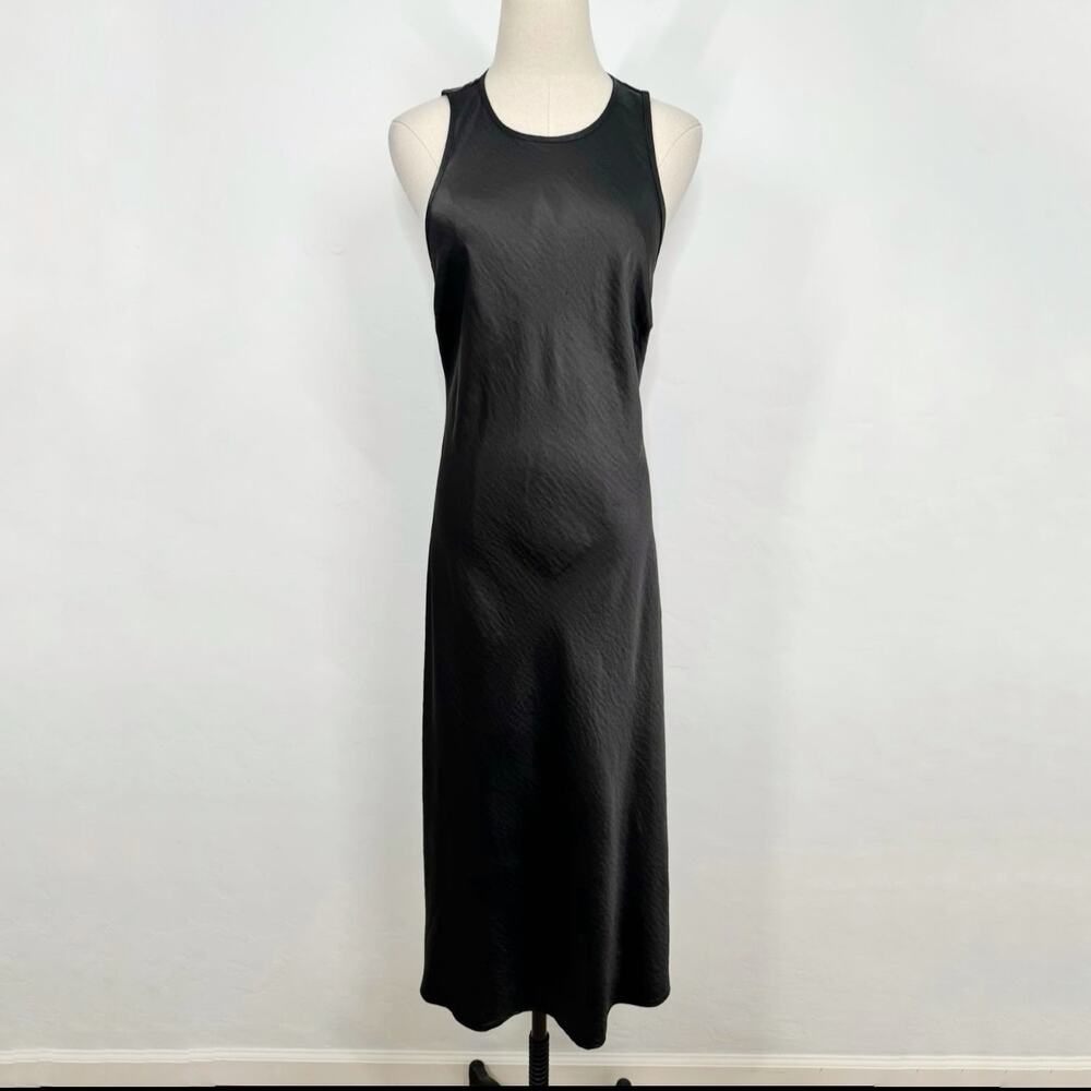 House of Harlow 1960 Satin Maxi Dress Black Sleeveless Boho Witchy Grunge Size L